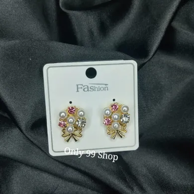 Elegant Rhinestone Pearl Stud Earring 